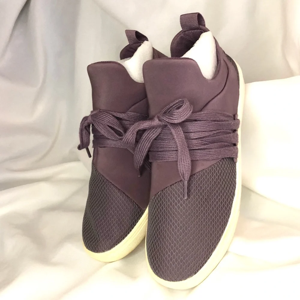 Women’s Lilac High-Top Sneakers - Casual Lace-Up Comfort